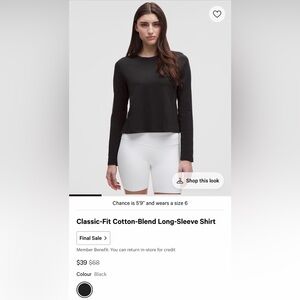Lululemon Black Cotton-Blend Long Sleeve